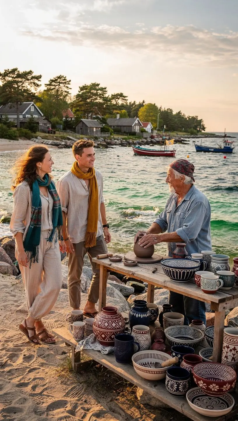Reisibüroo esindaja tutvustab kohalikke töötubasid ja käsitöömeistreid.